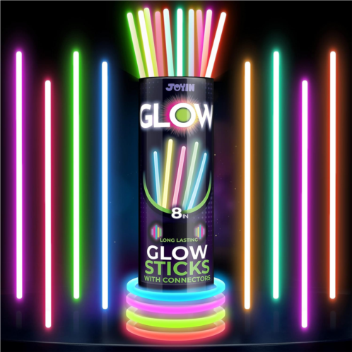 JOYIN 100 Pcs Glow Sticks Bulk 8 Glowsticks, Glow Stick Bracelets Necklaces, Glow in the Dark Party Favors, Easter, Christmas, Halloween Party Supplies Pack, Football Party Supplie