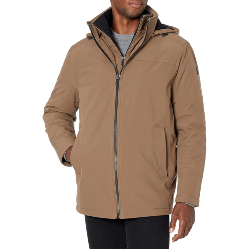 Mens Calvin Klein Hooded Rip Stop Water and Wind Resistant Jacket with Fleece Bib