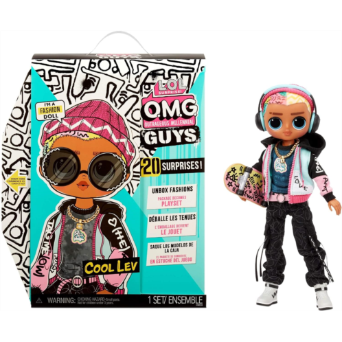 L.O.L. Surprise! LOL Surprise OMG Guys Fashion Doll Cool Lev with 20 Surprises, Poseable, Including Skateboard, Outfit & Accessories Playset - Gift for Kids & Collectors, Toys for Girls Boys Ages 4