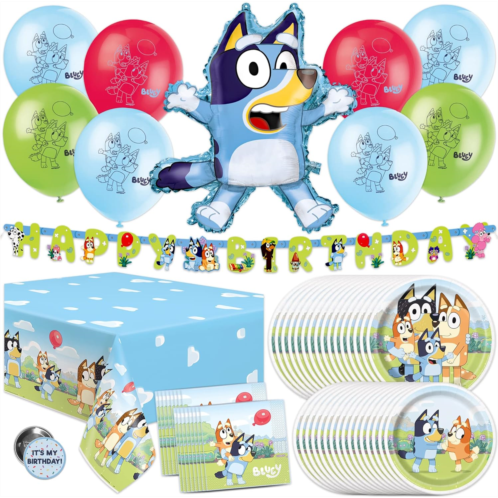 Unique Bluey Birthday Party Supplies Bluey Party Supplies Bluey Birthday Decorations Bluey Party Decorations With Bluey Balloons, Banner, Tablecover, Bluey Plates, Bluey Napkins, B