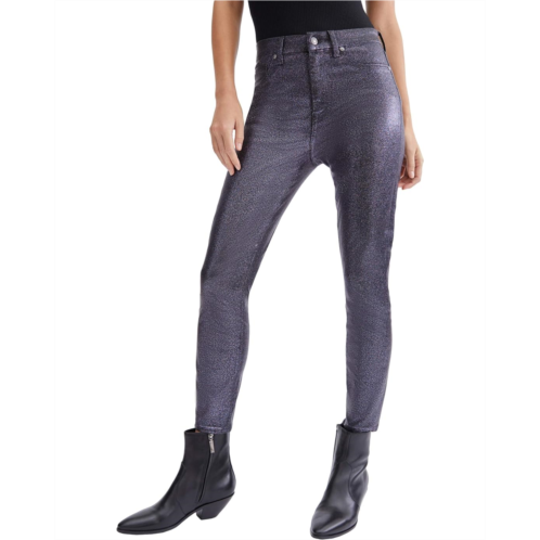 7 For All Mankind High-Waist Ankle Skinny in Black Glitter