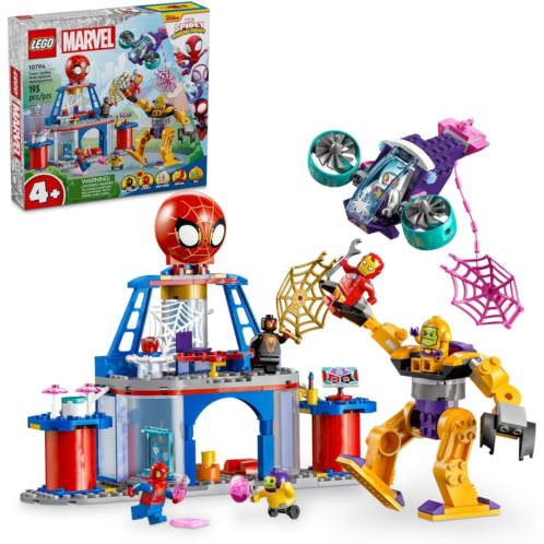 LEGO Marvel Team Spidey Web Spinner Headquarters, Marvel Toy for Fans of Disney+ Spidey and His Amazing Friends, Battle Vehicle for Kids with Iron Man Toy, Spider-Man Toy for 4-6 Y