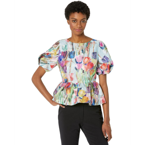 MILLY Bennet Metallic Tulip Top