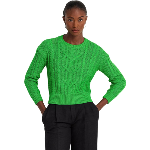 POLO Ralph Lauren LAUREN Ralph Lauren Cable-Knit Cotton Crewneck Sweater