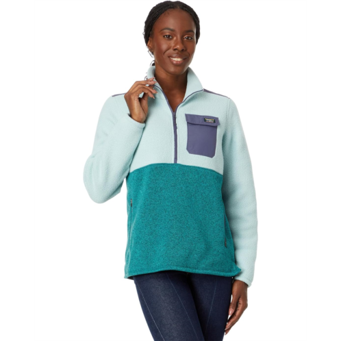 L.L.Bean Womens LLBean Petite Sweater Fleece Sherpa Hybrid Color-Block