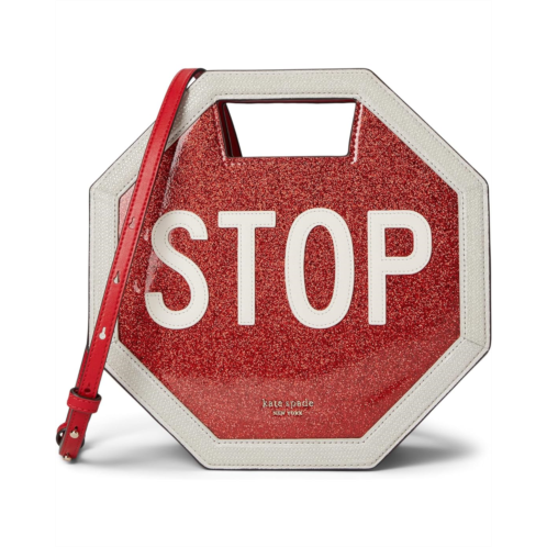 Kate Spade New York Cars Glitter Patent Leather 3D Stop Sign Crossbody