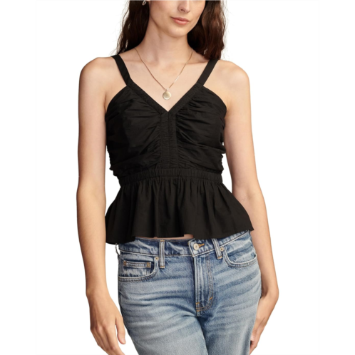 Womens Lucky Brand Shirred Peplum Top