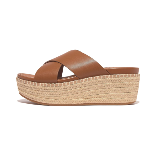 Womens FitFlop Eloise Espadrille Leather Wedge Cross Slides