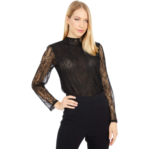 WAYF Pacific Mock Neck Lace Top