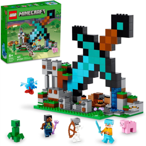 LEGO Minecraft The Sword Outpost 21244 Building Toys - Featuring Creeper, Warrior, Pig, and Skeleton Figures, Game Inspired Toy for Fun Adventures and Play, Gift for Kids, Boys, an