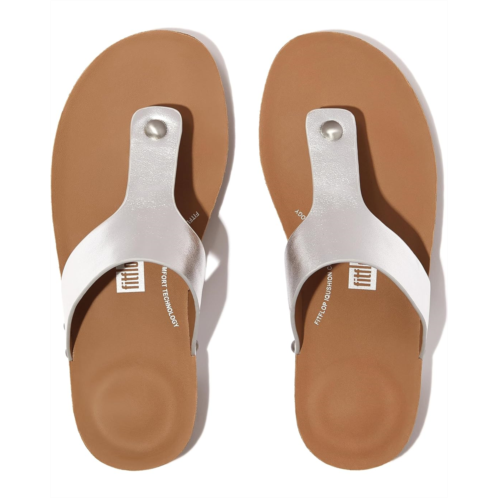 Womens FitFlop Iqushion Metallic-Leather Toe-Post Sandals