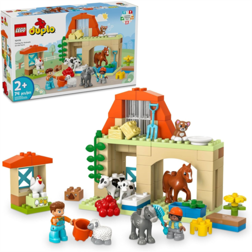LEGO DUPLO Town Caring for Animals at The Farm Learning Toy for Toddlers, Farmhouse with Horse, Cow and Chicken Figures, Farm Playset, Educational Set for Toddlers Ages 2 and Up, 1