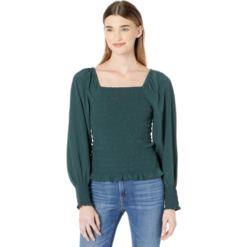 Womens Madewell Lucie Bubble-Sleeve Smocked Top
