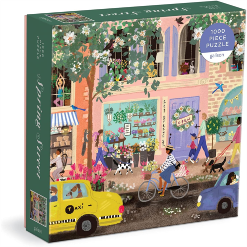 Spring Street 1000 Piece Puzzle in a Square Box from Galison - 1000 Piece Puzzle for Adults, Beautiful Illustrations from Joy Laforme