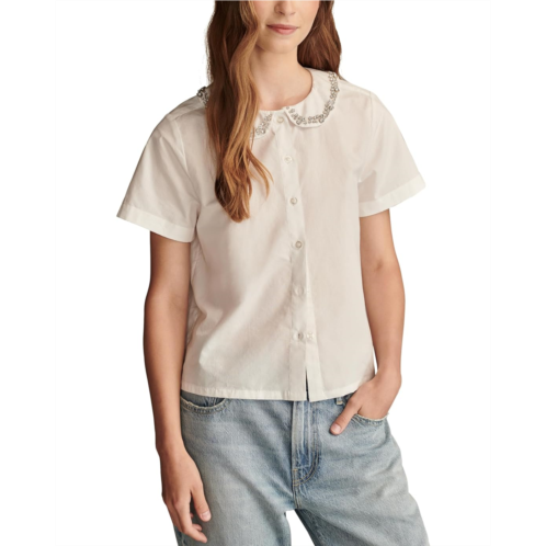 Lucky Brand Embellished Peter Pan Collar Shirt