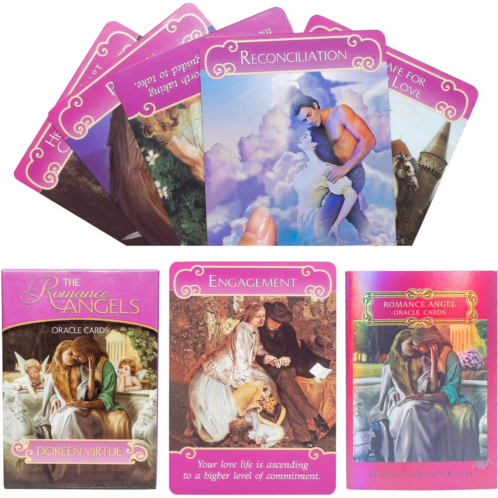 TWWDE AUG Oracle Cards Deck,The Romance Angels Tarot, 44 Tarot Oracle Deck,Love Oracle Cards,Tarot Cards with Guide Book, Oracle Cards Deck,Tarot Cards Set,Keywords, Yes or No(Roma