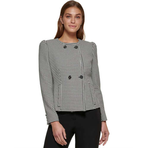 DKNY Collarless Puff Sleeve Blazer