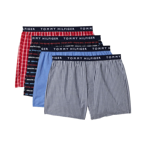 Mens Tommy Hilfiger Woven Cotton Boxer 4-Pack
