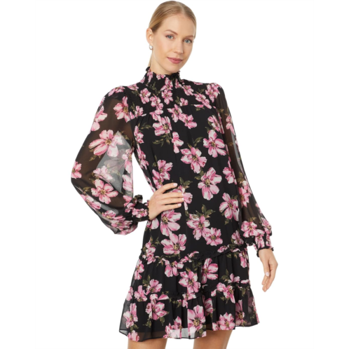 CeCe Tiered Long Sleeve Printed Dress