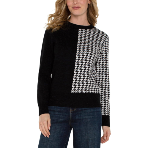 Liverpool Los Angeles Long Sleeve Crew Neck Blocked Jacquard Sweater