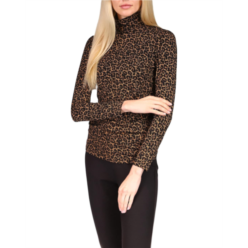 Michael Michael Kors Cheetah Long Sleeve Turtleneck Top