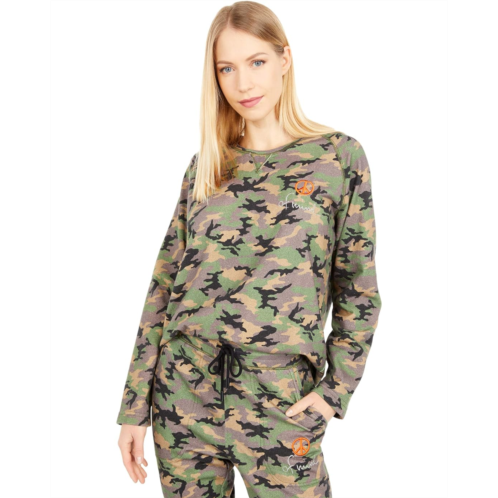 Nicole Miller Camo Crew Neck Sweatshirt