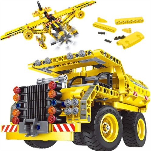 GILI STEM Building Toy for Boys 8-12 - Dump Truck or Airplane 2 in 1 Construction Engineering Kit (361pcs) Best Gift for Kids Age 6 7 8 9 10 11 12+ Years Old