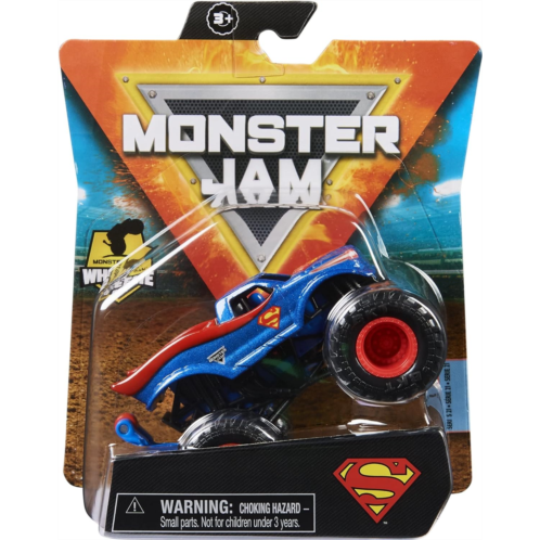 Monster Jam 2021 Spin Master 1:64 Diecast Monster Truck with Wheelie Bar: Heroes and Villains Superman,unisex-children