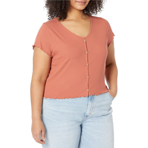 Madewell Maya V-Neck Button Front Tee