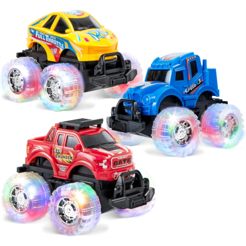 JOYIN 3 Pack Light Up Monster Truck Set, Toy Truck Set for Boys and Girls, Led Race Truck for Kids, for Boy Girl 3 4 5 6