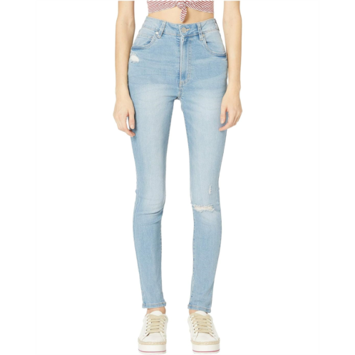 COTTON ON Teen High Skinny Jeans in Valley Mid Blue Rips