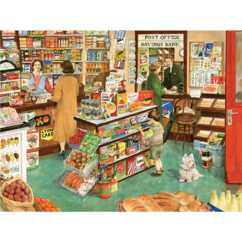 Bits and Pieces - 500 Piece Jigsaw Puzzles for Adults - ‘Village Shop - 500 pc Large Piece Jigsaw Puzzle by Artist Tracy Hall - 18 x 24