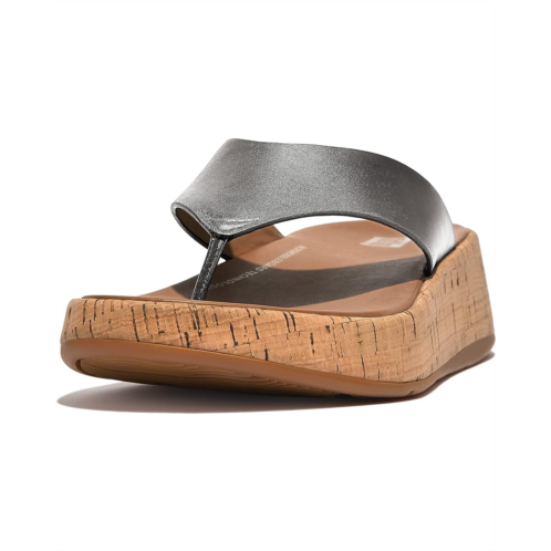 FitFlop F-Mode Leather/Cork Flatform Toe Post Sandals
