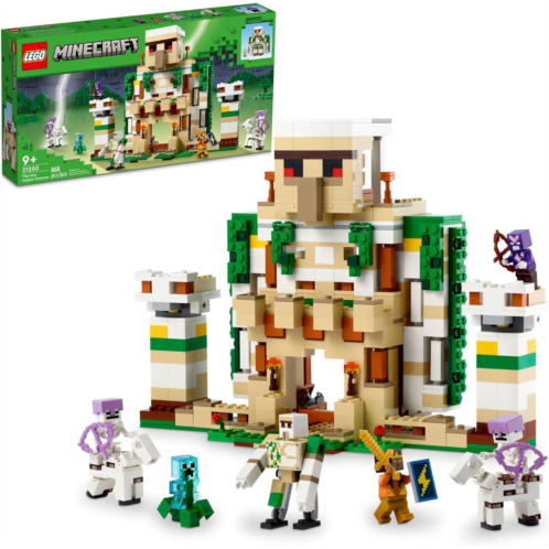 LEGO Minecraft The Iron Golem Fortress 21250 Building Toy Set, Playset Featuring a Crystal Knight and Golden Knight, A Fortress and a Giant Golem, Build and Display Minecraft Toy f