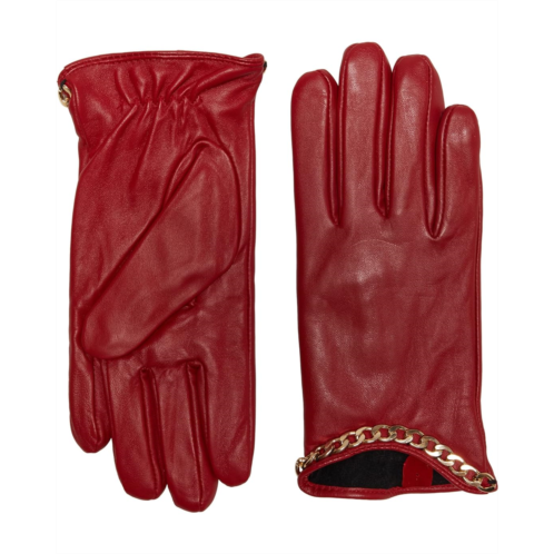 Badgley Mischka Kid Leather Gloves with Chain