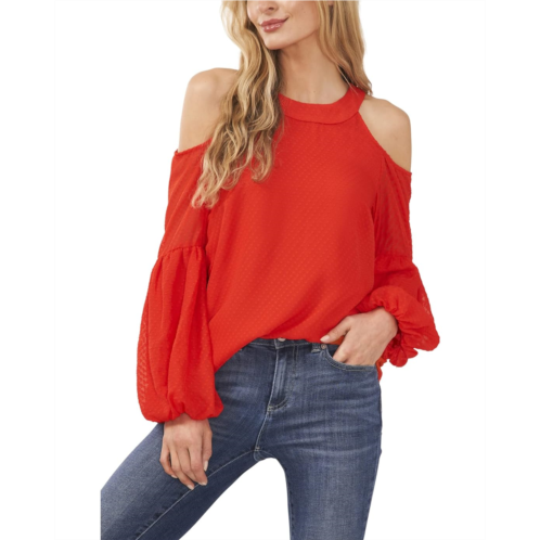 CeCe Cold-Shoulder Clip Blouse