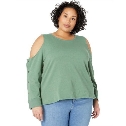 Vince Camuto Plus Size Long Sleeve Cold-Shoulder Snap Top