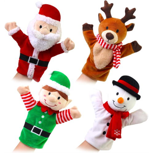 PLUSHIBLE BRIDGING MILES WITH SMILES Plushible Hand Puppet - Christmas Puppets for Toddlers 1-3, Kids, and Baby - Soft Plush Toys for Boys & Girls - Fits Small & Large Hands - Santa, Elf, Reindeer and