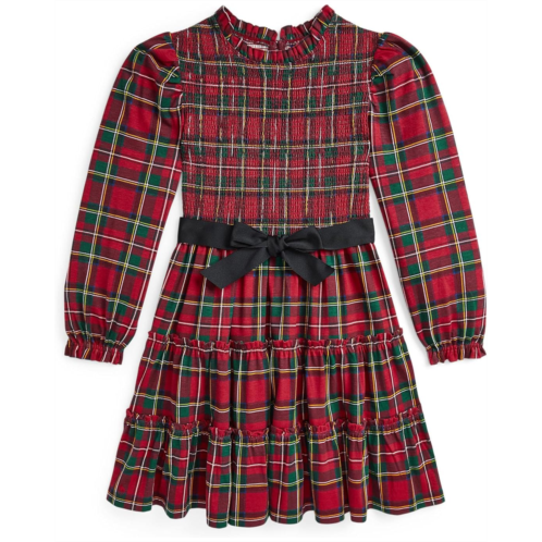 Polo Ralph Lauren Kids Plaid Smocked Cotton Jersey Dress (Big Kid)