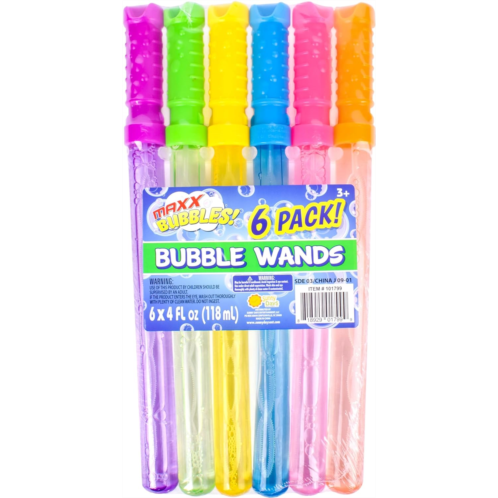 Sunny Days Entertainment Maxx Bubbles 4oz Bubble Wands - 6 Pack Bubble Wand Toy Summer Fun, Outdoor Birthday Party Favors for Kids, 101799