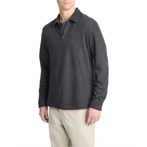 Mens Vince Diagonal Terry Quarter Zip Polo