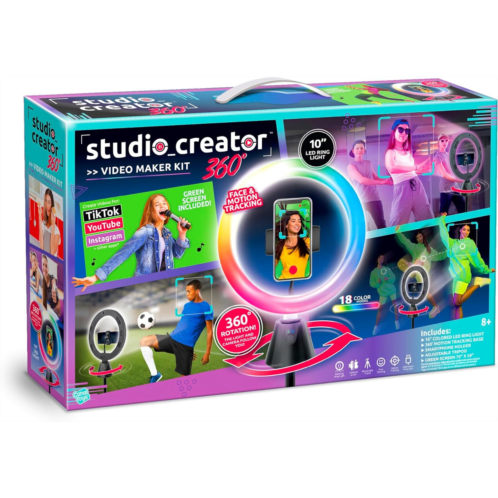 Canal Toys Studio Creator 360 Video Maker Kit, Green Screen and Tripod, Face and Motion Tracker, 10 Light Ring, Multi Colored