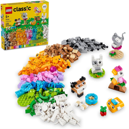 LEGO Classic Creative Pets, Building Brick Animals Toy, Kids Build a Dog, Cat, Rabbit, Hamster and Bird, Easter Gift for Animal-Loving Kids Ages 5 and Up, Great Build Together East