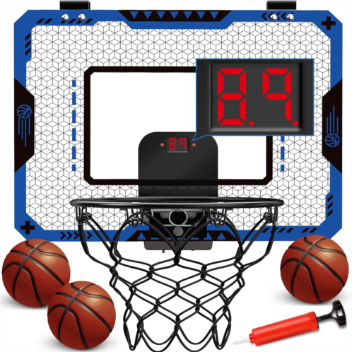 OCHIDO Indoor Basketball Hoop for Kids Age 5-10, With Electronic Scoreboard & 3 Balls - Over The Door Mini Hoop for Boysinch Birthday & Christmas Gifts