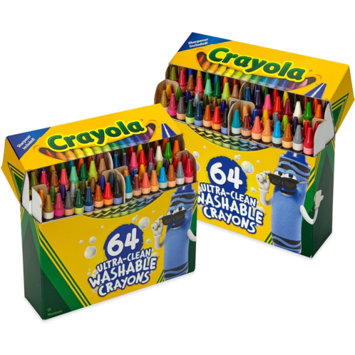 Crayola Washable Crayons - 64ct (2 Boxes), Bulk Crayons for Kids, Crayon Set, Coloring Book Crayons, Kids Easter Basket Stuffer [Amazon Exclusive]