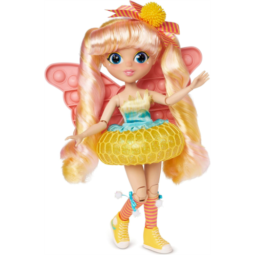 Sunny Days Entertainment Fidgie Friends Dandelion Wishes - Butterfly Wing Pop It with Stress Ball Skirt 10.5 Inch Fashion Doll with Fidgets Sensory Toys for Kids