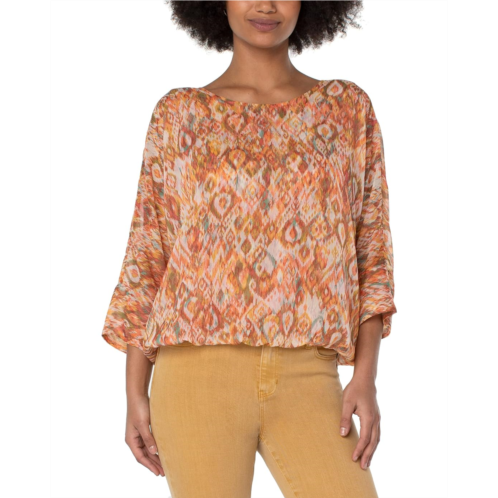 Liverpool Los Angeles Gathered Hem Dolman Tie-Back Top