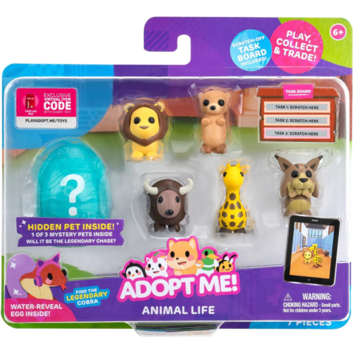 Adopt Me! Pets Multipack Animal Life - Hidden Pet - Top Online Game, Exclusive Virtual Item Code Included - Fun Collectible Toys for Kids Featuring Your Favorite Pets, Ages 6+