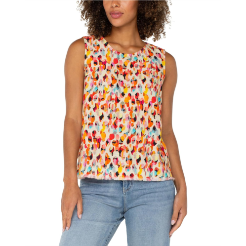 Womens Liverpool Los Angeles Sleeveless Button Back Fray Hem Woven Top