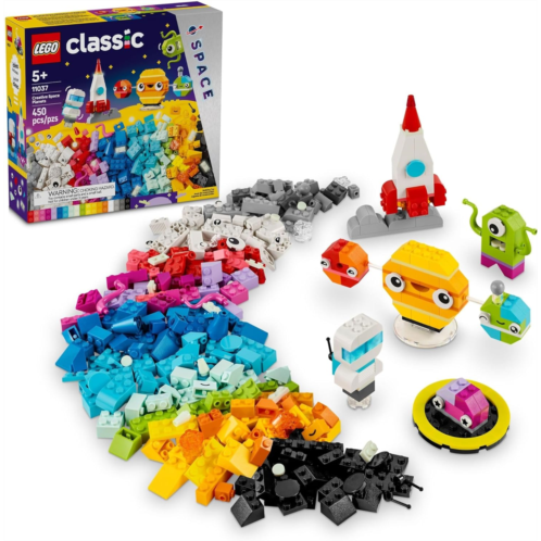 LEGO Classic Creative Space Planets Buildable Solar System, Creative Toy Building Set with Alien, Rocket Ship Toy and Glow in The Dark Bricks, Gift for Kids, Boys and Girls Ages 5